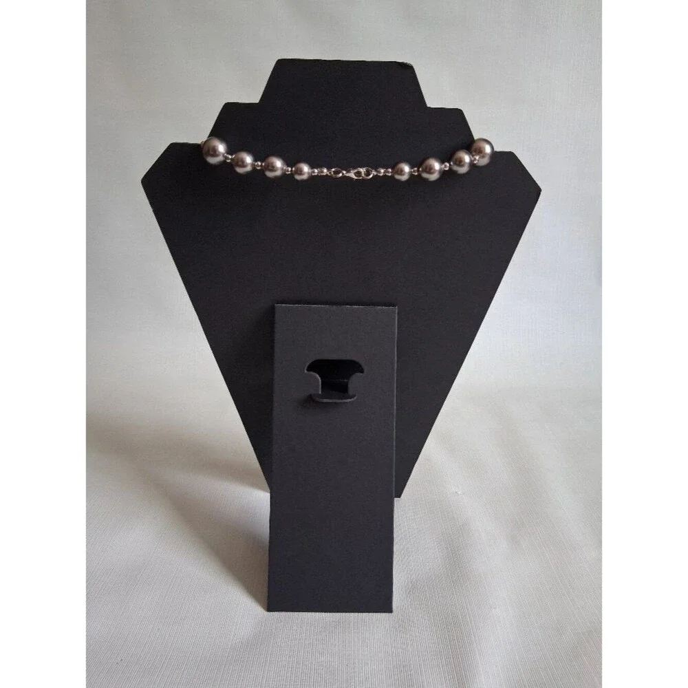 Silver Toned Chunky Acrylic Graduated Beaded Single Strand Statement Necklace